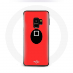 Coque pour Samsung S9 plus Squid Game masque carr&eacute; fond rouge