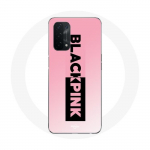Coque pour Oppo A74 Blackpink Groupe de K-pop Logo Noir Rose Fond Rose
