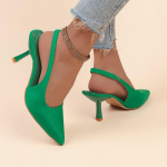 Moteri&scaron;kos vasarinės &bdquo;Slingback&ldquo; patentuotos smailaus pir&scaron;to kulk&scaron;nies dirželis &bdquo;Cunky Low Heel Pumps&ldquo; Batai Patogūs &bdquo;Slip On Dress&ldquo; Batai Verslo &bdquo;Cunky Heel&ldquo; sandalai moterims 39 žalia