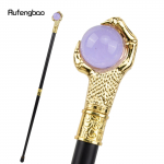 Drakono nagų griebtuvas &scaron;viesiai violetinis stiklinis rutulys auksinis lazdelė, madinga dekoratyvinė lazda, Cosplay lazdelės rankenėlė, 93 cm