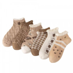 6 poros moteri&scaron;kos medvilninės kojinės pavasario ir vasaros mielos laisvalaikio me&scaron;kiuko nėriniuotos kojinės mergaitei seklios valties kojinės Universalios