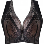 Didelio dydžio apatinis trikotažas DE Push Up Liemenėlė Moteri&scaron;kos apatinės rai&scaron;telės plačios petne&scaron;ėlės Ploni gėlėmis Sexy Bralette apatinis trikotažas Didelio dydžio Push Up Liemenėlės Moteriai 46/105C juoda