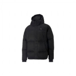Puma MMQ serijos logotipo spausdinimo dygsniuota pūkinė striukė su paslėptu užtrauktuku Unisex striukės juodos 535786-01 XXS