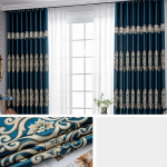Užuolaidos žakardo spalvos, visi&scaron;kai užtemdytos Svetainė Balkonas Miegamasis Įlanka Langai Užuolaidos Paprastos Prabangios Užuolaidų strypas 150*270cm*2pcs mėlyna