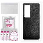 apgo Protective Skin Sticker for the back compatible with Vivo X60 Pro Plus, Wrap Film, Foil, Vinyl - Pattern Black Leather