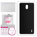 apgo Protective Skin Sticker for the back compatible with Nokia 1 Plus, Wrap Film, Foil, Vinyl - Pattern Carbon Black