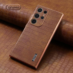 Prabangus krokodilo odinis dėklas, skirtas Samsung Galaxy S24 Ultra S23 S23FE Cover Galaxy A55 A35 A25 A05s A54 A34 A14 padengtas mink&scaron;tas silikoninis apsauginis dangtelis galaxy s24 ruda