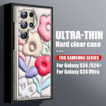 Samsung S24 S22 Ultra Plus S23 S21 S20 Fe A55 A35 A25 A15 A54 A34 A53 5g Reljefinis aliejinis paveikslas Gėlės ra&scaron;tas Atsparus smūgiams PC kietas plonas telefono dėklas Samsung S24