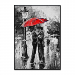 Abstract Oil Painting Lovers in Red Umbrell Canvas Plakatai Sienų dailės spaudinys &Scaron;iuolaikinė tapyba &Scaron;iaurės &scaron;alių vaikų miegamojo apdaila Paveikslėlis be rėmelių 50*70cm No Frame