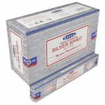 Satya Nag Champa Silver Spirit smilkalų lazdelės Agarbatti 180 gramų dėžutė | 12 pakuočių po 15 gramų dėžutėje | Eksporto kokybė ruda