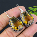 Citrine Gemstone Handmade 925 Sterling Silver Jewelry Earring 1.77 p6r45