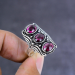 Natural Pink Rubilite Gemstone Handmade 925 Sterling Silver Ring Size 6 n5q69