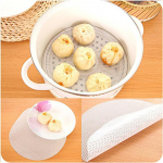 Silikagelio garlaivis Dim Sum Popierinis Nelipnus Restoranas Virtuvė po garų kilimėliu 24 cm balta