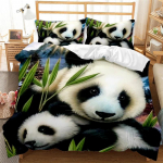 Panda Tigras Patalynės Komplektas 3D Spausdintas Gyvūnų Antklodės Užvalkalas Viengulis Dvigulis Karalienės Karali&scaron;ko Dydžio Dvigulis JK Super Karali&scaron;ko Dydžio Dydžiai Patalynė Pagalvės Užvalkalas 135x200cm 2pcs