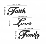 3 dalių metalinių žodžių ženklų rinkinys &ndash; juodos spalvos kaimi&scaron;kas sienų menas 'Tikėjimas', '&Scaron;eima' ir 'Meilė', eleganti&scaron;kas ir įkvepiantis metalinis sienų dekoras juoda