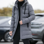 Vyri&scaron;ki žieminiai &scaron;ilti ilgi vir&scaron;utiniai drabužiai su gobtuvu, storu vidutinio ilgio gobtuvu Vyri&scaron;kas &scaron;iltas paltas Žieminė striukė Parka paltas XXXL pilka