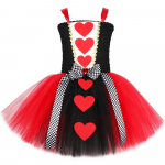 Raudonosios &scaron;irdžių karalienės kostiumas mergaitėms, i&scaron;galvotas sijonėlio kostiumas vaikams, Helovino gimtadienio vakarėlio tiulio princesės suknelės 3XL (11-12 Years) įvairiaspalvis
