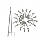 1 vnt metalinis sidabrinės spalvos apvalus 3D vėjo suktukas, skirtas lauko, sodo, kiemo dekoravimui