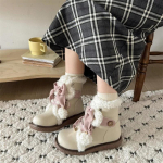 Moteri&scaron;ki batai 2024 Prekės ženklo Auliuko Moteri&scaron;ki Batai &Scaron;ilti Sniego Batai Moterims Sagos Apvalus Pir&scaron;tas Plok&scaron;čiu Padu Su Priekiniu Rai&scaron;teliu Lauko Batai Moteri&scaron;ki 35 abrikosas