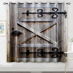Vintažinės kaimi&scaron;kos &scaron;viesios spalvos medinių durų ra&scaron;to užuolaidos, ūkio kluono retro stiliaus fono langų užuolaidos svetainei, miegamajam W70H185(CM)x2pcs&HOOK
