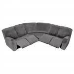 7 dalių L formos veliūrinės tamprios recliner kampinės sofos užvalkalai sectionalinei sofai, recliner L formos sofos užvalkalai 5 Seater 7 pieces pilka