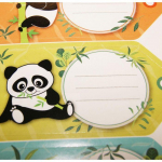 12 &eacute;tiquettes adh&eacute;sives scolaires - Rectangle - Pandas