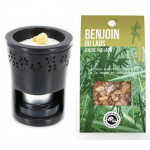 Br&ucirc;le-parfum en pierre noire + r&eacute;sine Benjoin du Laos &agrave; br&ucirc;ler juoda
