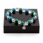 Pierres et Min&eacute;raux. Bracelet Perles Chrysocolle + Quartz 8 mm. Fabriqu&eacute; en France.