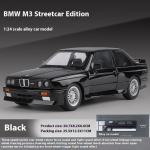 1:24 mastelio BMW M3 1988 m. gatvės automobilio lieto lydinio metalinis modelis Automobilių kolekcija Pomėgiai Dekoratyvinis papuo&scaron;alas Dovanų dėžutė vaikinui Dovanai juoda