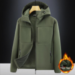 Vyri&scaron;ka vėjui ir vandeniui atspari plius aksominė softshell striukė - Stora, didelio dydžio, skirta rudeniui/žiemai L