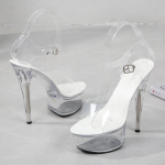 Seksualūs platforminiai bateliai moterims, skaidrios PVC basutės, 14 cm smailūs kulniukai, vakarėliui, klubui, vestuvėms, moteri&scaron;ki batai 35