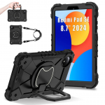 Xiaomi Redmi Pad SE 8.7 plan&scaron;etiniam kompiuteriui. 360&deg; besisukantis laikiklis. Itin tvirta apsauga. Stovas. TPU+PC 3in1. Apsauga nuo smūgių. Smūgiams atsparus plan&scaron;etinio kompiuterio dėklas. Redmi Pad SE 8.7