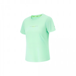 Li Ning Bėgimo Serijos Vientisos Spalvos Greitai Džiūstantys Atspindintys Kvėpuojantys Mar&scaron;kinėliai Apvaliu Kaklu ir Trumpomis Rankovėmis Moterims Vir&scaron;ūnės Vėsiai Žalia ATSU190-5 XL