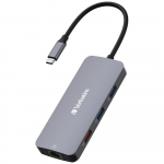 Verbatim Adapter Hub Usb-C - Hdmi/    3Xusb-A/Sd/Microsd/2Xusb-C/Eternet Aluminiowy/Aluminum 32152