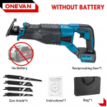 ONEVAN 10000SPM Elektrinis tiesinio pjūklo įrankis, belaidis, įkraunamas, daugiafunkcinis pjūklas, metalo ir medžio pjovimo įrankiai 21V 18V baterijai Without Battery
