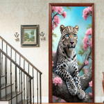 1 vnt. tigro veranda vinilo durų lipdukas miegamojo namų dekorui, lipnus, nuimamas sienų lipdukas, durų renovacija, vandeniui atsparus plakatas 90x200cm