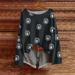 Mar&scaron;kiniai ilgomis rankovėmis moterims su spauda, grafiniai mar&scaron;kinėliai, palaidinės, kasdieniai didesnių dydžių baziniai vir&scaron;ūnės, užtraukiami L armijos žalia spalva