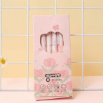 6 vnt Mieli rožiniai tulpiniai gelio ra&scaron;ikliai Eleganti&scaron;ki, paprastai spaudžiami neutralūs ra&scaron;ikliai Kawaii ra&scaron;iklio rinkinys Mokykliniai reikmenys Estetinės ra&scaron;tinės dovanos