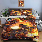 10 dydžių Pok&eacute;mon Charizard spausdinimo patalynės komplektas 3 dalių, karali&scaron;ko dydžio lovai, pagalvės užvalkalas, suaugusiųjų lovos užvalkalas, miegamojo patalynės komplektas dovanoms EU Double 200X200cm