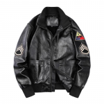 Žieminė su pliusiniu aksomu odinė striukė Vyri&scaron;kas laisvalaikio paltas Dydis Plius Retro Darbinė Pilotų Karinių Oro Pajėgų Odinė Striukė 6XL juoda