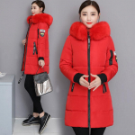Parkas Moteri&scaron;ki ilgi pamink&scaron;tinti &scaron;varkai Su gobtuvu Paltai Eleganti&scaron;ki Laisvi Kasdieniai XS raudona