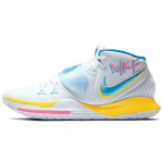 Nike Kyrie 6 EP Neoninis Grafiti Unisex Sportbačiai Balti Mėlyni-Fury Opti-Geltoni BQ4631-101 36