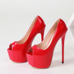 Nauji raudoni auk&scaron;takulniai moteri&scaron;ki sandalai su platforma Madingi &bdquo;Peep Toe Ladies&ldquo; naktinis klubas &bdquo;Stripper Pumps&ldquo; Seksualūs vestuviniai batai nuotakos 35 raudona