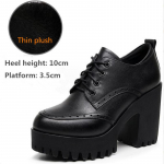 Nauji moteri&scaron;ki bateliai su kulnu Dydis 32-43 Gilus įleidimas Moteri&scaron;ki Oxfords Ruduo Žiema Pūkuoti Stori Auk&scaron;takulniai Batai Platforminiai Bateliai Biurui 42 black