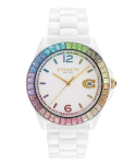 COACH GREYSON RAINBOW KRISTALŲ AKCENTAS 36MM baltas KERAMIKINIS LAIKRODIS. 14504019 balta