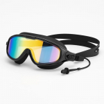 KNK Apsaugantys nuo rasojimo Premium Plaukimo Akiniai Vyrams ir Moterims Platus Kampas 3D Sandariklis Apsaugantis nuo Pratekėjimo Dizainas su Ausų Ki&scaron;tukais Universaliai Tinka Vaikams ir Suaugusiems (Juoda)