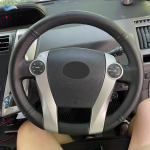 Pynės ant vairo, skirtos Toyota Prius 30 XW30 2009-2015 Prius C US 2012-2017 Automobilio vairo rankomis susiūtas odinis dangtelis gray line