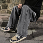 Madingi Laisvi Džinsai Klasikiniai Tiesūs Tiesūs Baggy Plačiai Kelnės Gatvės kelnės XXXL &scaron;viesiai pilka spalva
