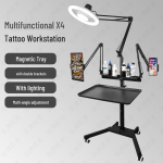 X4 Daugiafunkcinis tatuiruočių darbo vietos lempinis vežimėlis: Reguliuojama, judinama, sulankstoma makiažo ir grožio priemonių lentyna Without Socket