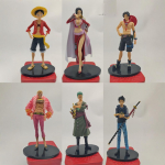 6 vnt./rinkinys Pigūs Anime One Piece Luffy Zoro Nami Sanji Franky Shanks Boa Vaikų figūrėlės PVC modelio žaislai 16-18cm with box